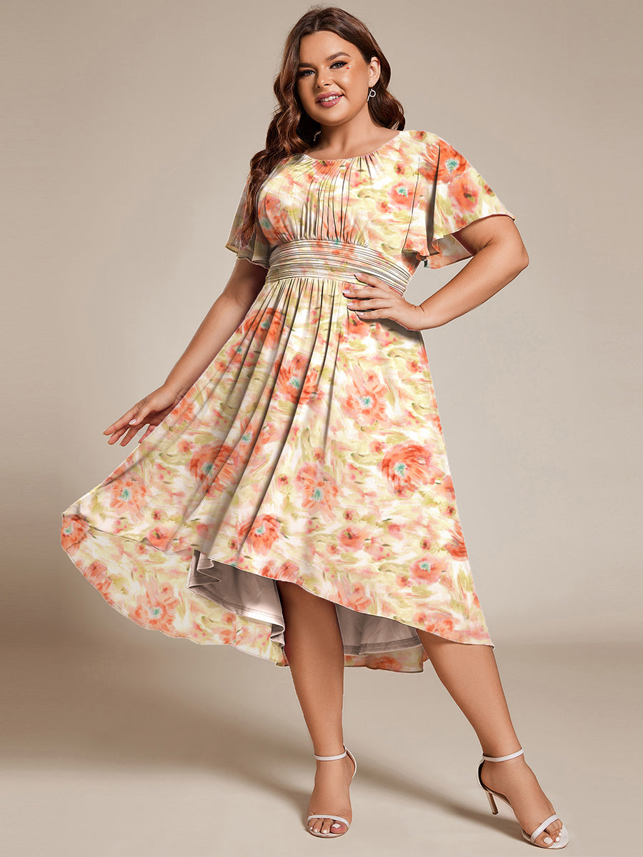 ever EDEN|Robe d'invité de mariage trapèze en mousseline fluide à encolure ronde et longueur au genou #Couleur_Brumaie de Palissandre