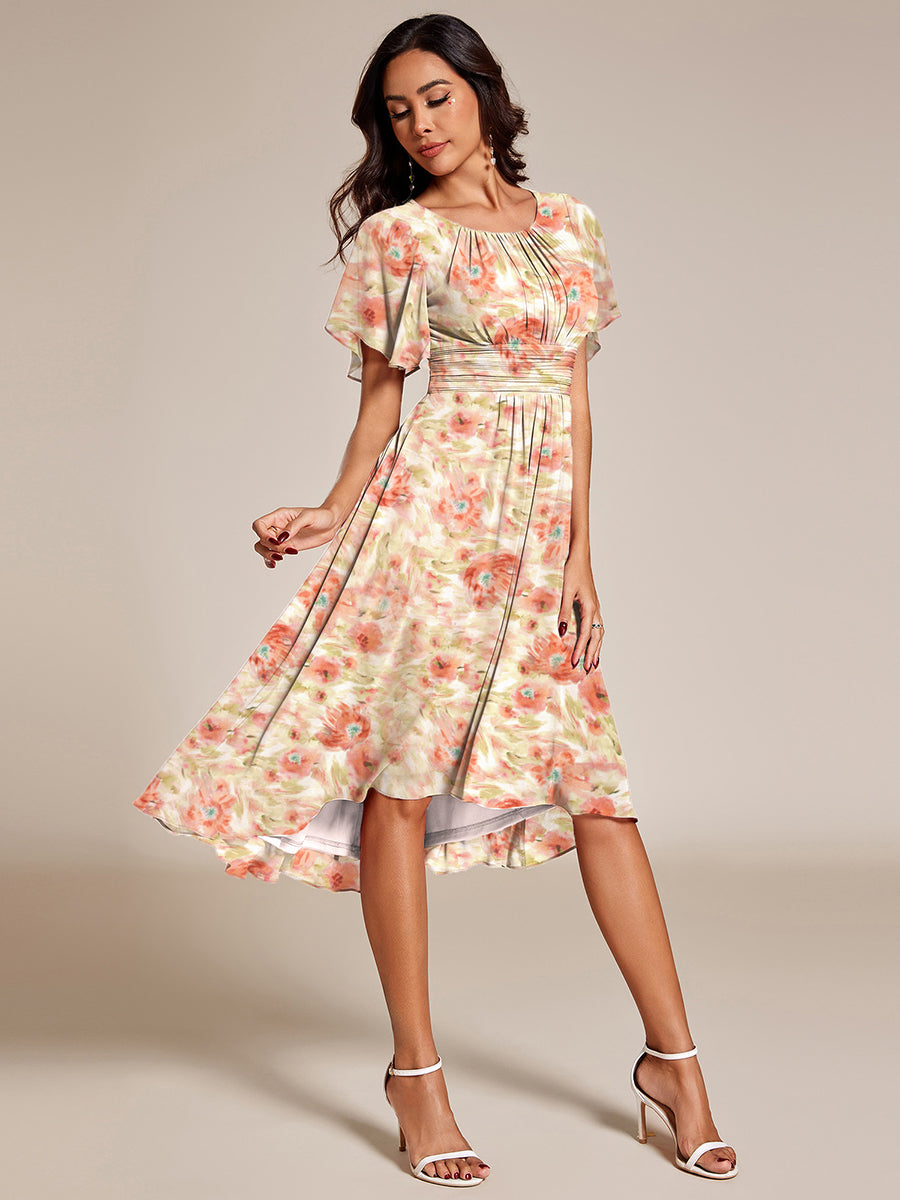 ever EDEN|Robe d'invité de mariage trapèze en mousseline fluide à encolure ronde et longueur au genou #Couleur_Brumaie de Palissandre