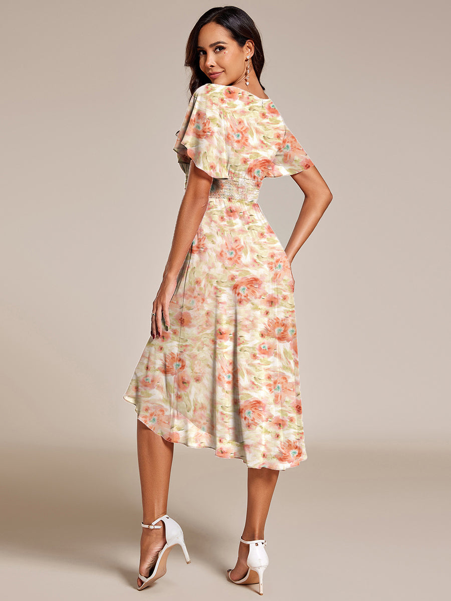 ever EDEN|Robe d'invité de mariage trapèze en mousseline fluide à encolure ronde et longueur au genou #Couleur_Brumaie de Palissandre