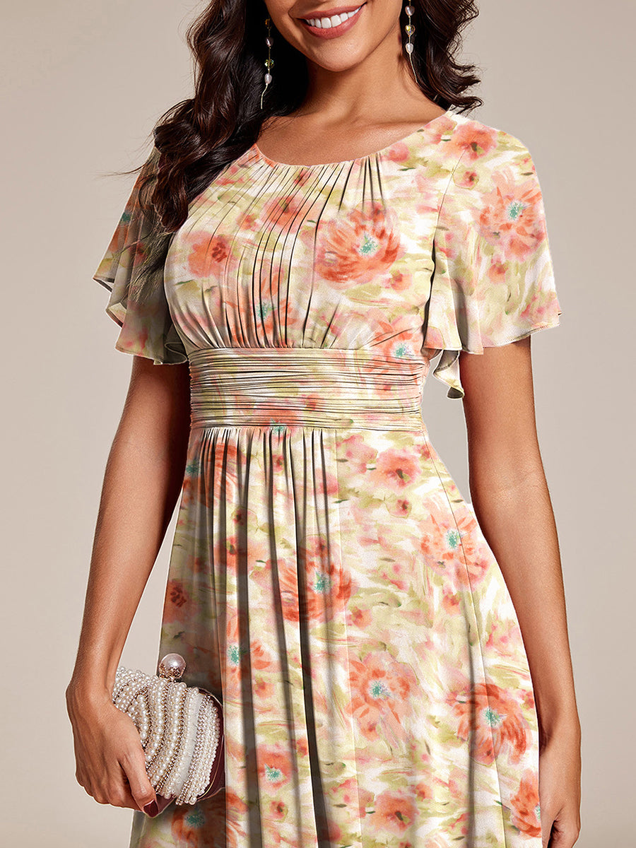 ever EDEN|Robe d'invité de mariage trapèze en mousseline fluide à encolure ronde et longueur au genou #Couleur_Brumaie de Palissandre