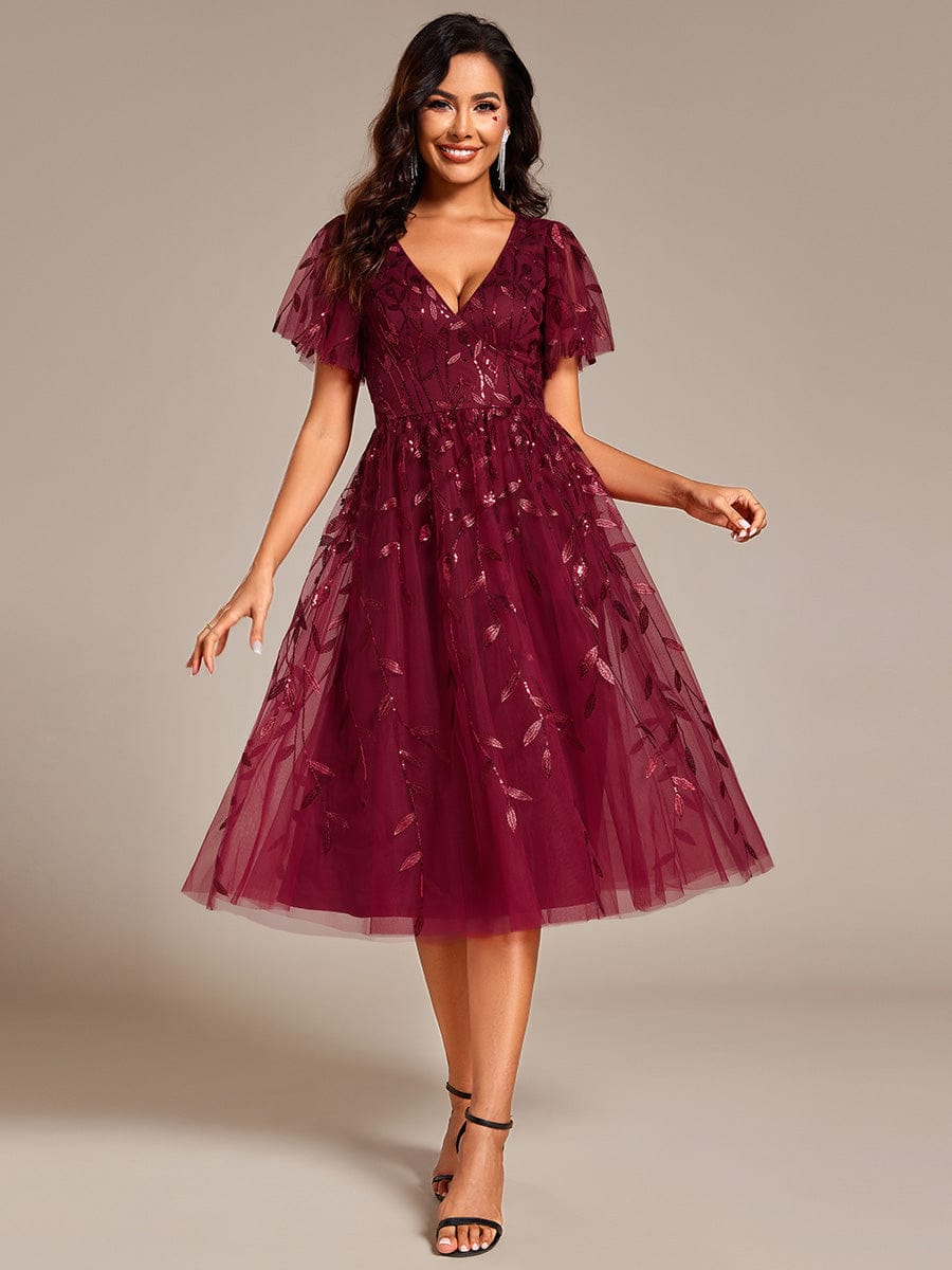 Ever-Pretty Échantillon de Sequins Feuille#Couleur_Bordeaux