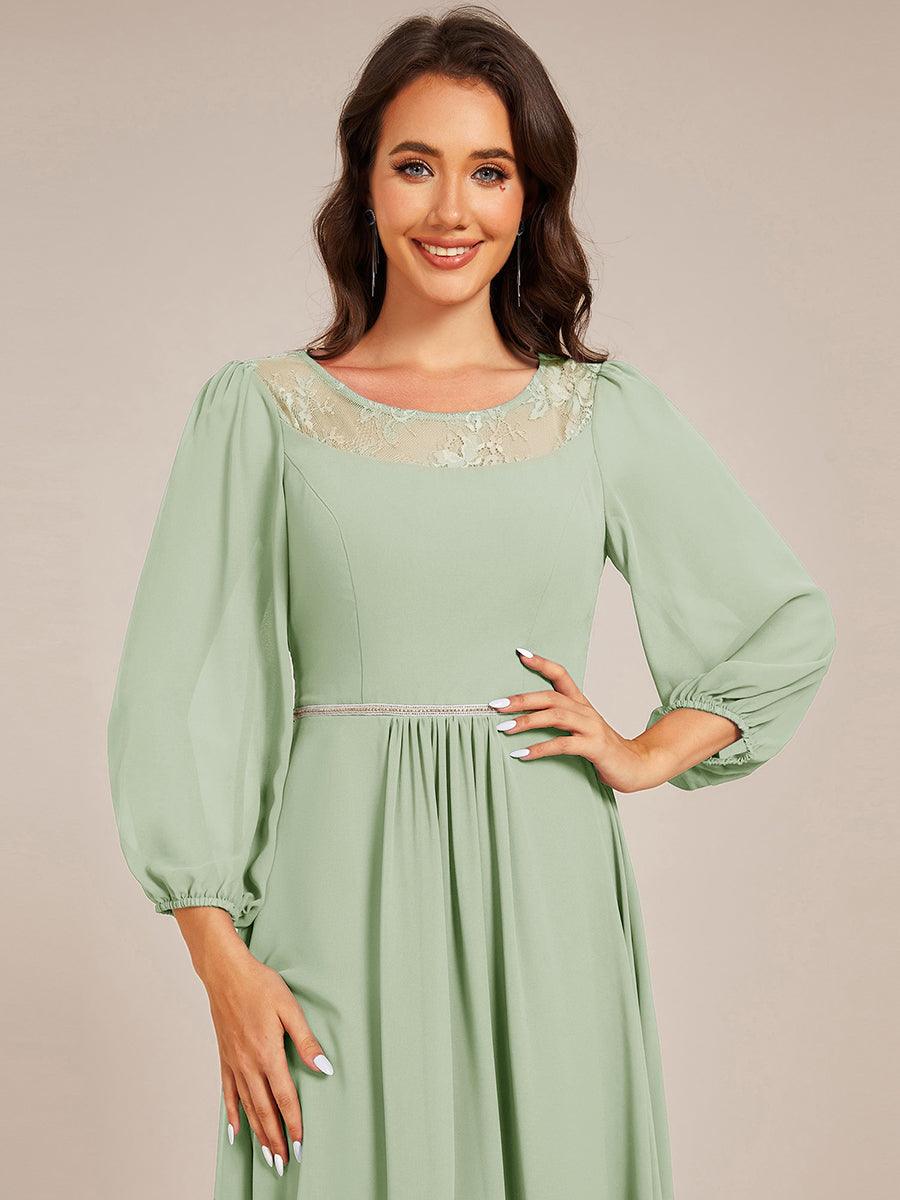 Robe d'invitée de mariage mi-longue en mousseline à col rond #Couleur_Menthe Verte