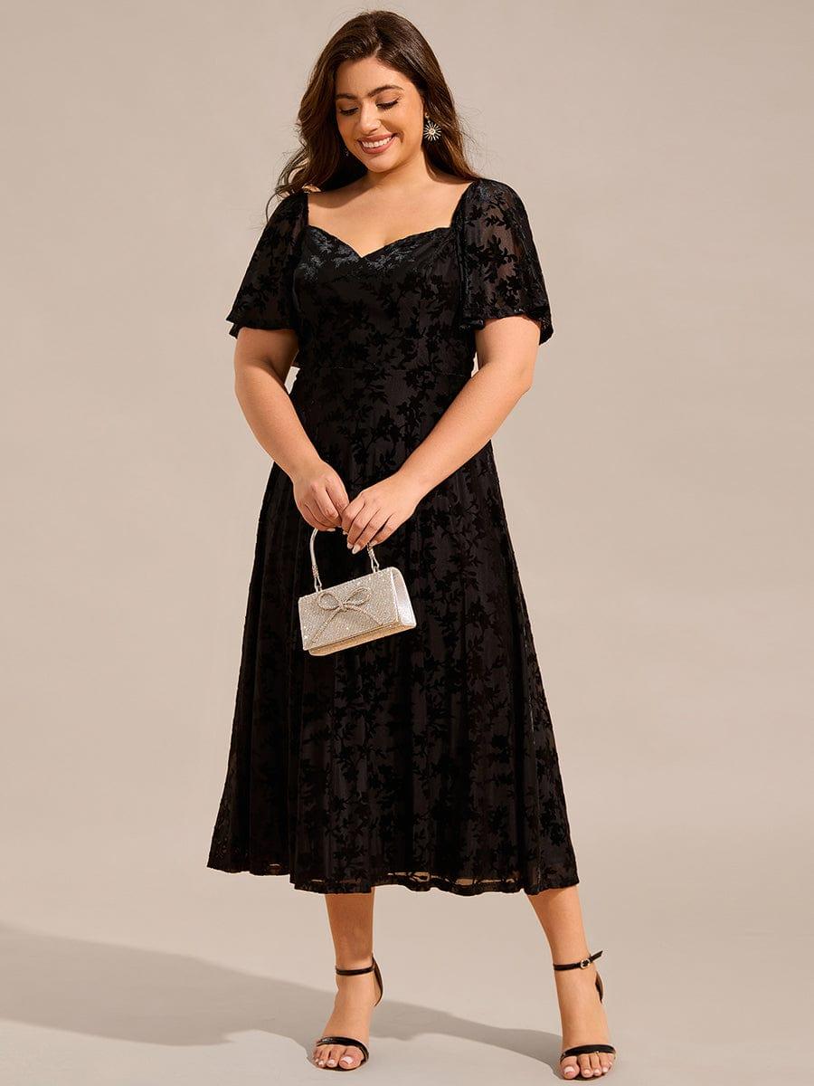Robe de mariée trapèze en velours imprimé grande taille? #Couleur_Noir