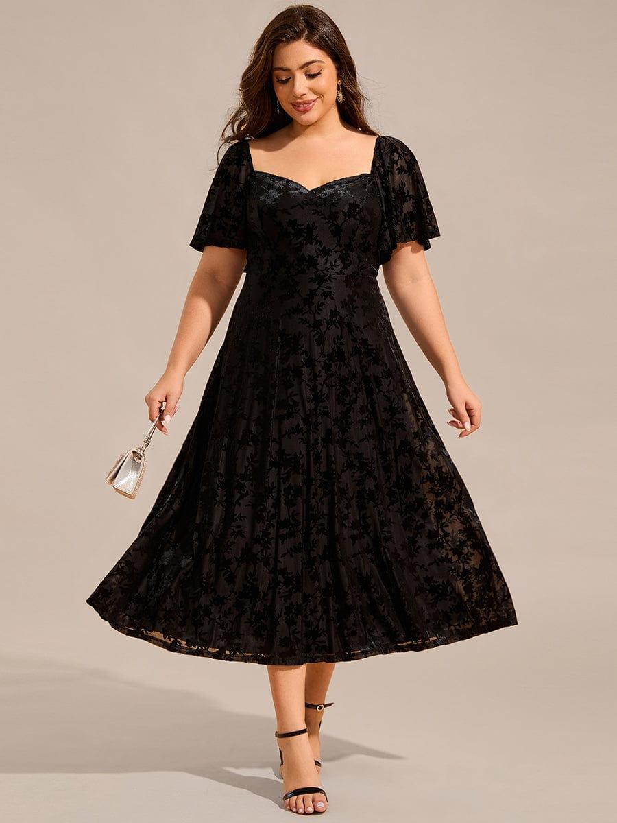 Robe de mariée trapèze en velours imprimé grande taille? #Couleur_Noir