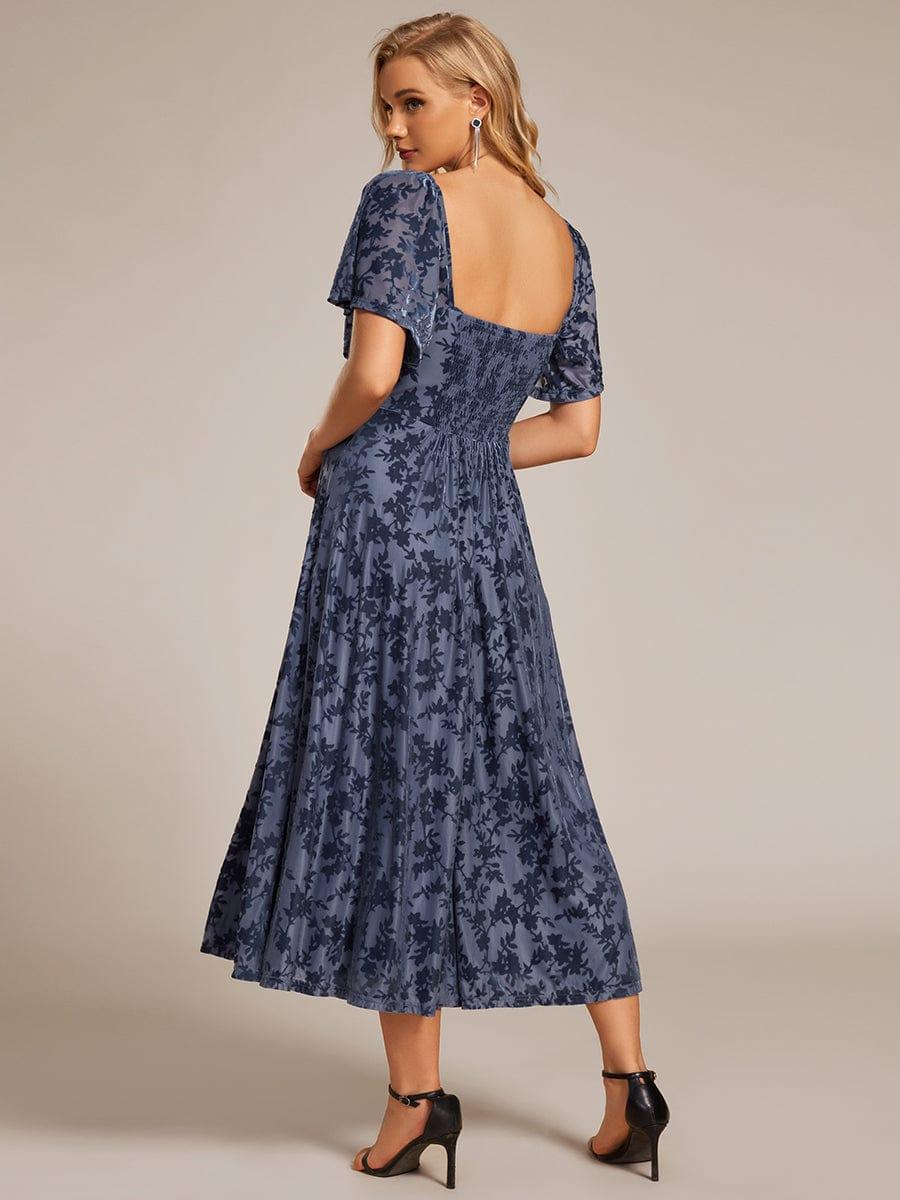 Robe de mariée élégante en velours extensible longueur thé? #Couleur_Marine Fume