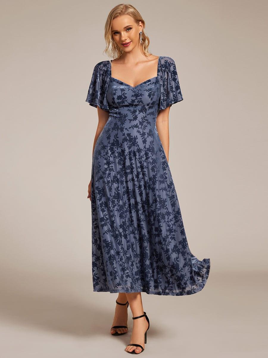 Robe de mariée élégante en velours extensible longueur thé? #Couleur_Marine Fume