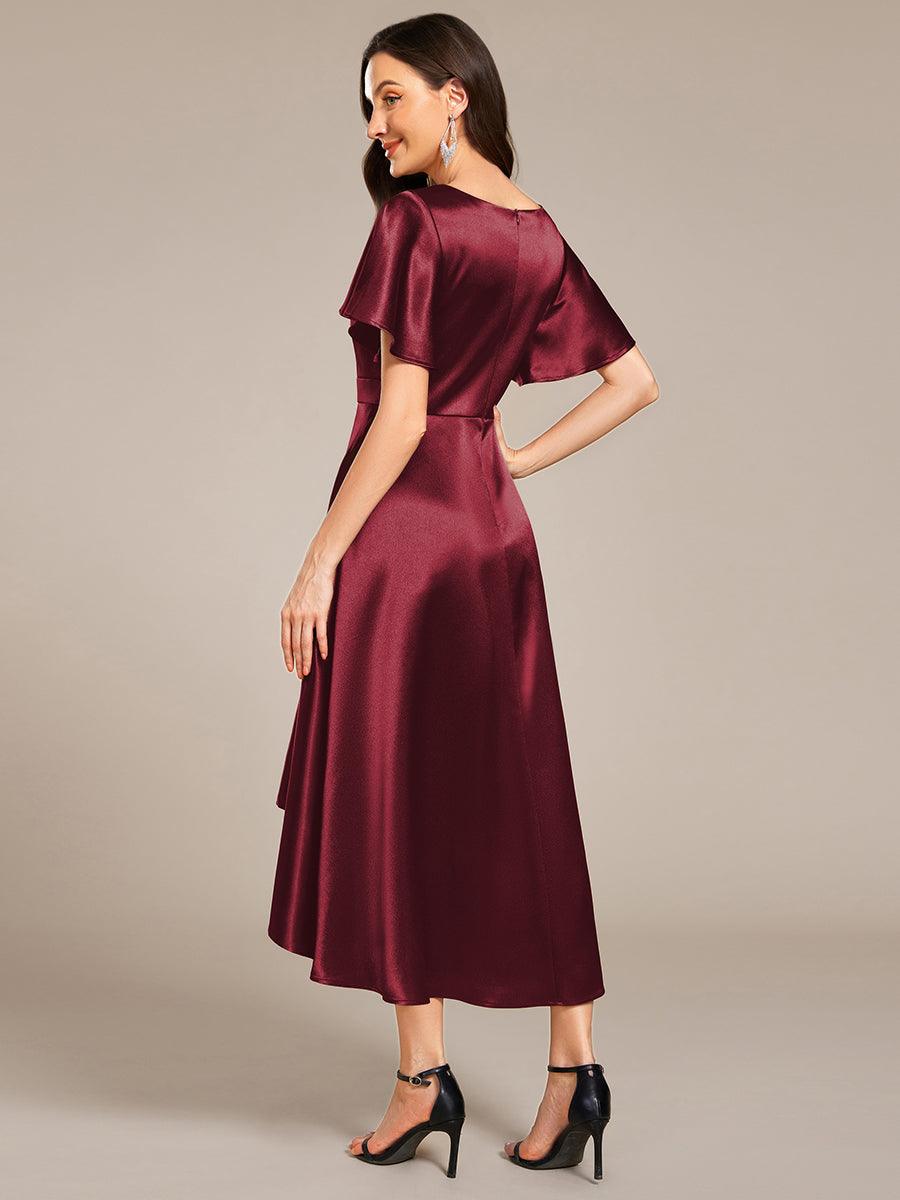 Robe d'invité tong colorée à ourlet haut et bas #Couleur_Bordeaux