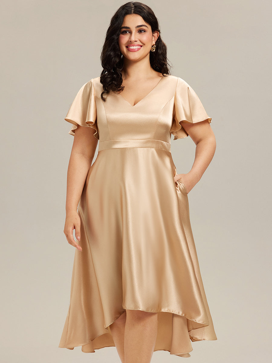 Robe d'invité tong colorée à ourlet haut et bas #Couleur_ #Couleur_Charbon