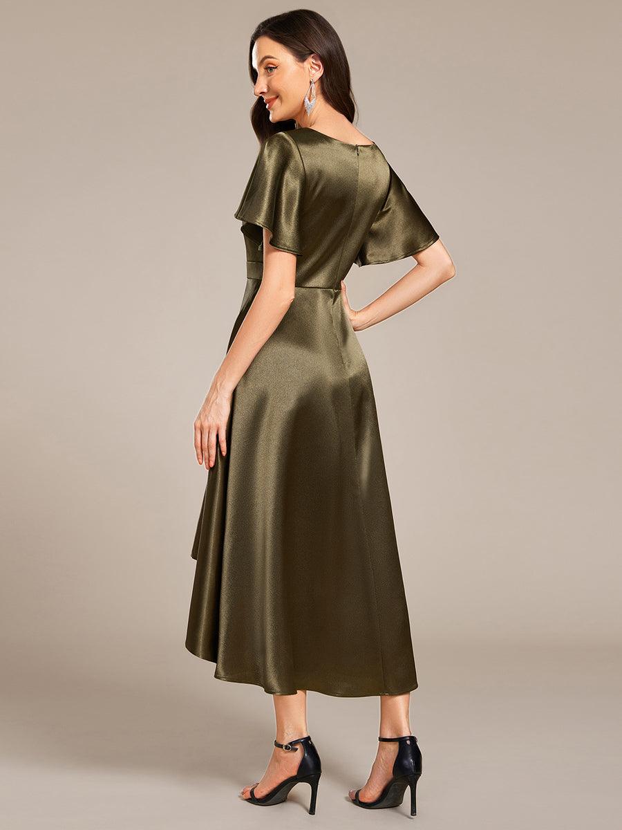 Robe d'invité tong colorée à ourlet haut et bas #Couleur_ #Couleur_Vert Olive