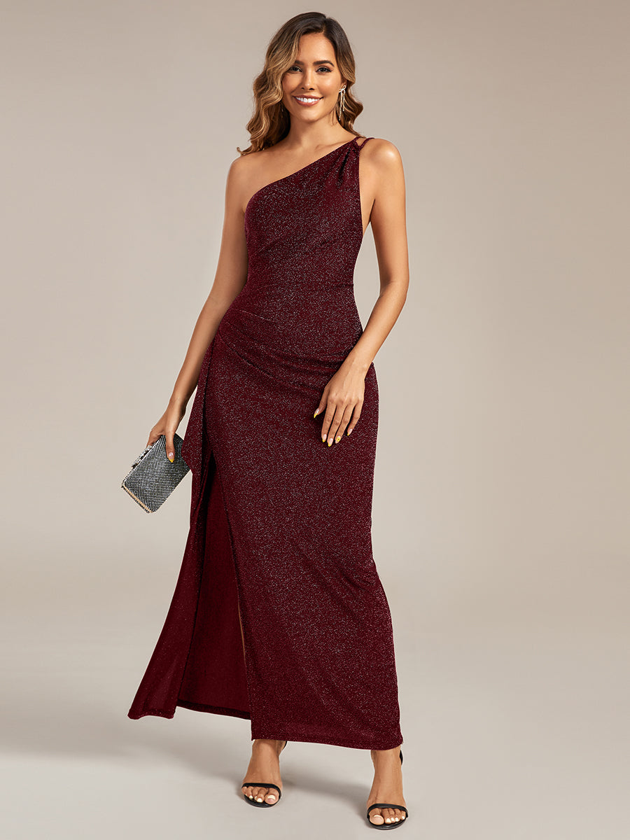 Robe longue asymétrique pour invitée de mariage #Couleur_Bordeaux