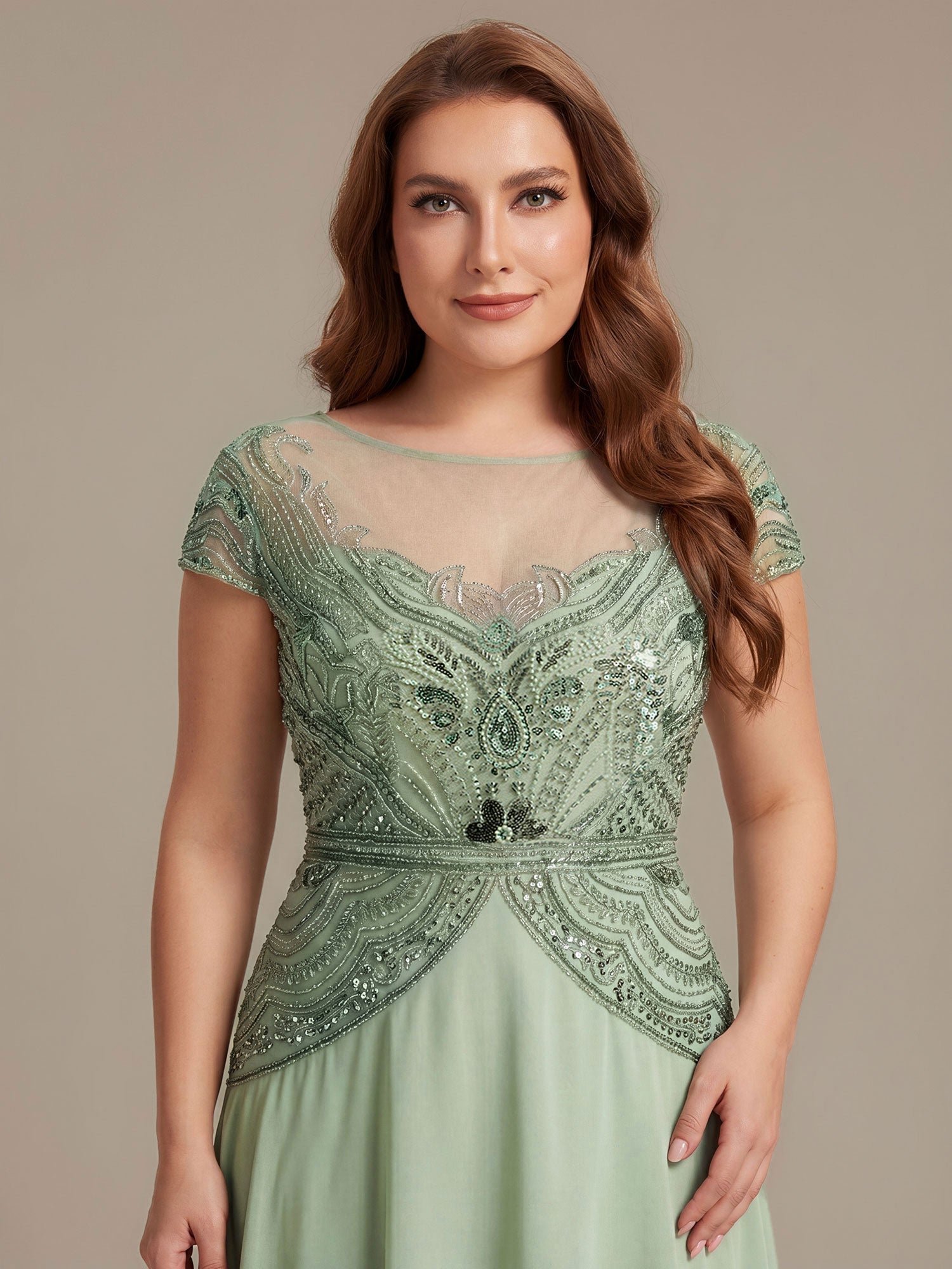 robe maxi sans manches à sequins avec patchwork #Couleur_Menthe Verte