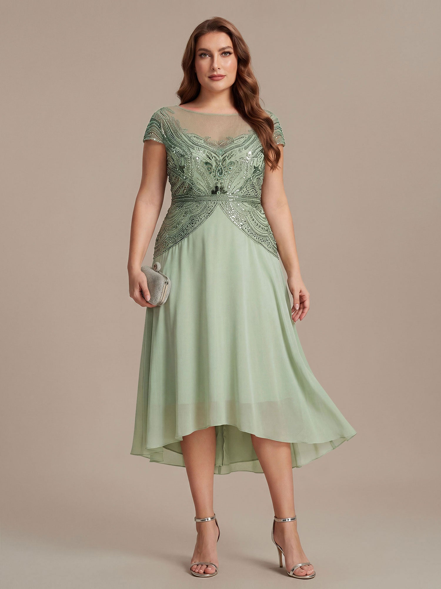 robe maxi sans manches à sequins avec patchwork #Couleur_Menthe Verte