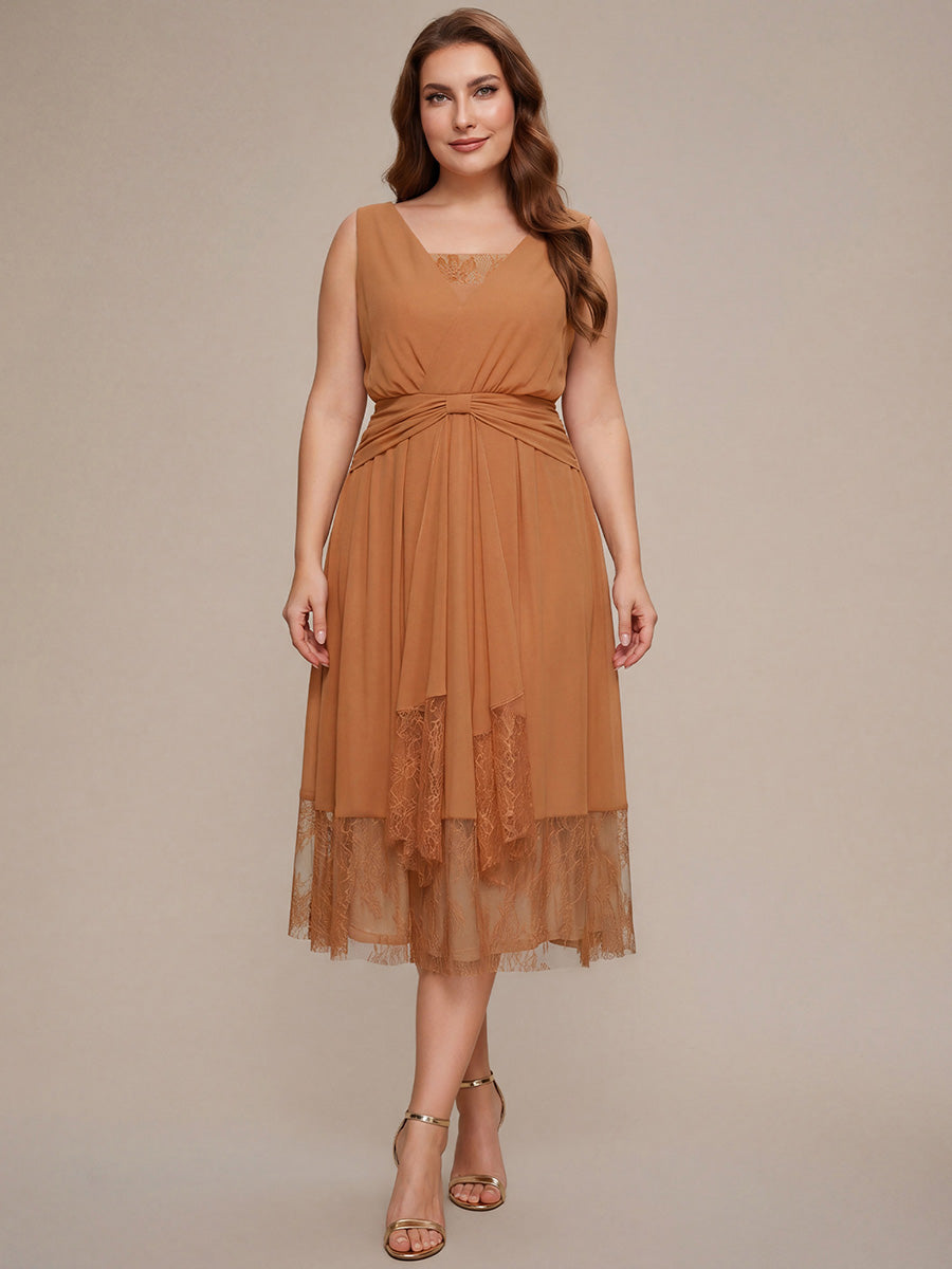 Robe midi sans manches en V non ¨¦lastique avec fermeture ¨¦clair sur le c?t¨¦ #Couleur_Pourpre