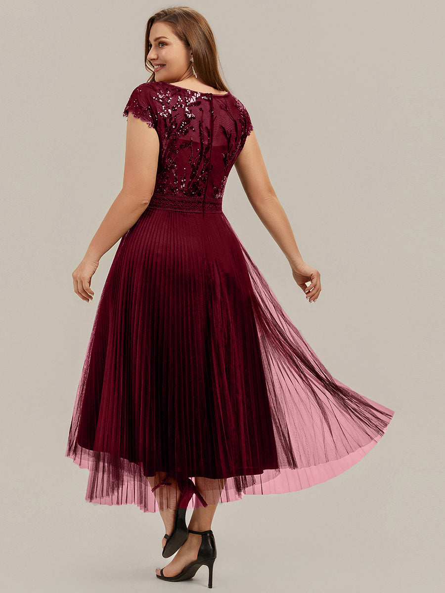robe midi sans manches à sequins col rond en A #Couleur_Bordeaux