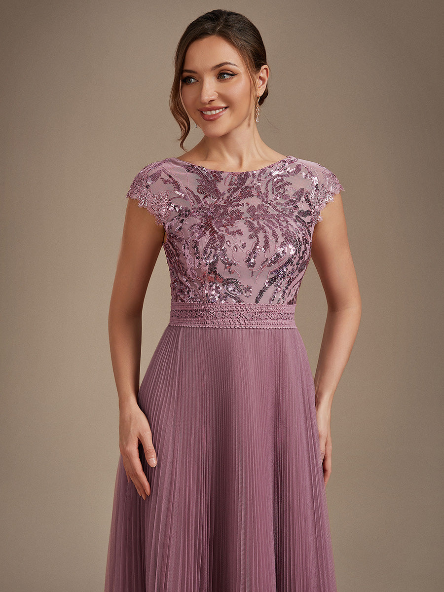 robe midi sans manches à sequins col rond en A #Couleur_Orchidee