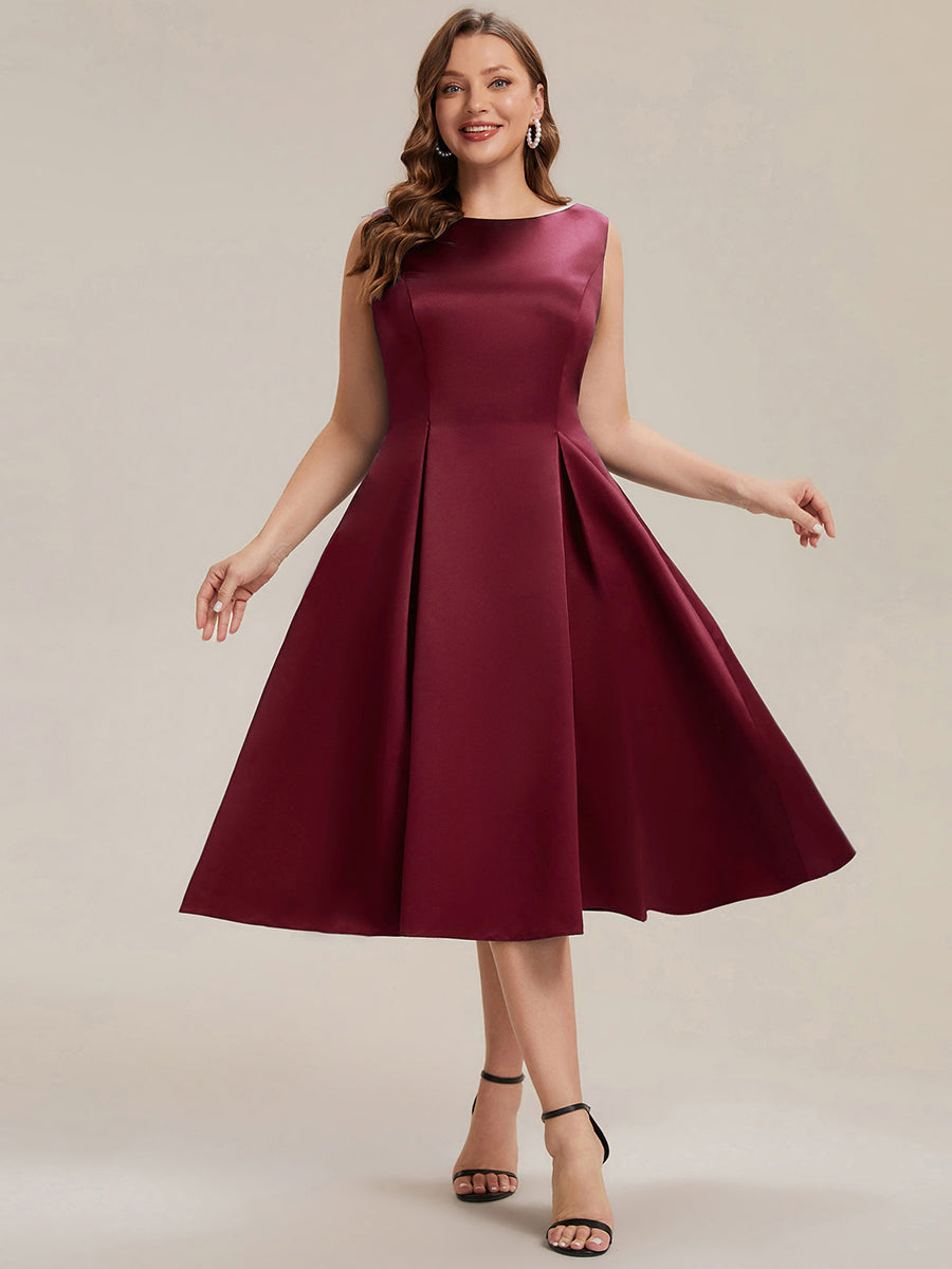 Robe midi longueur ballerine sans bretelles à encolure bateau avec poche #Couleur_Bordeaux