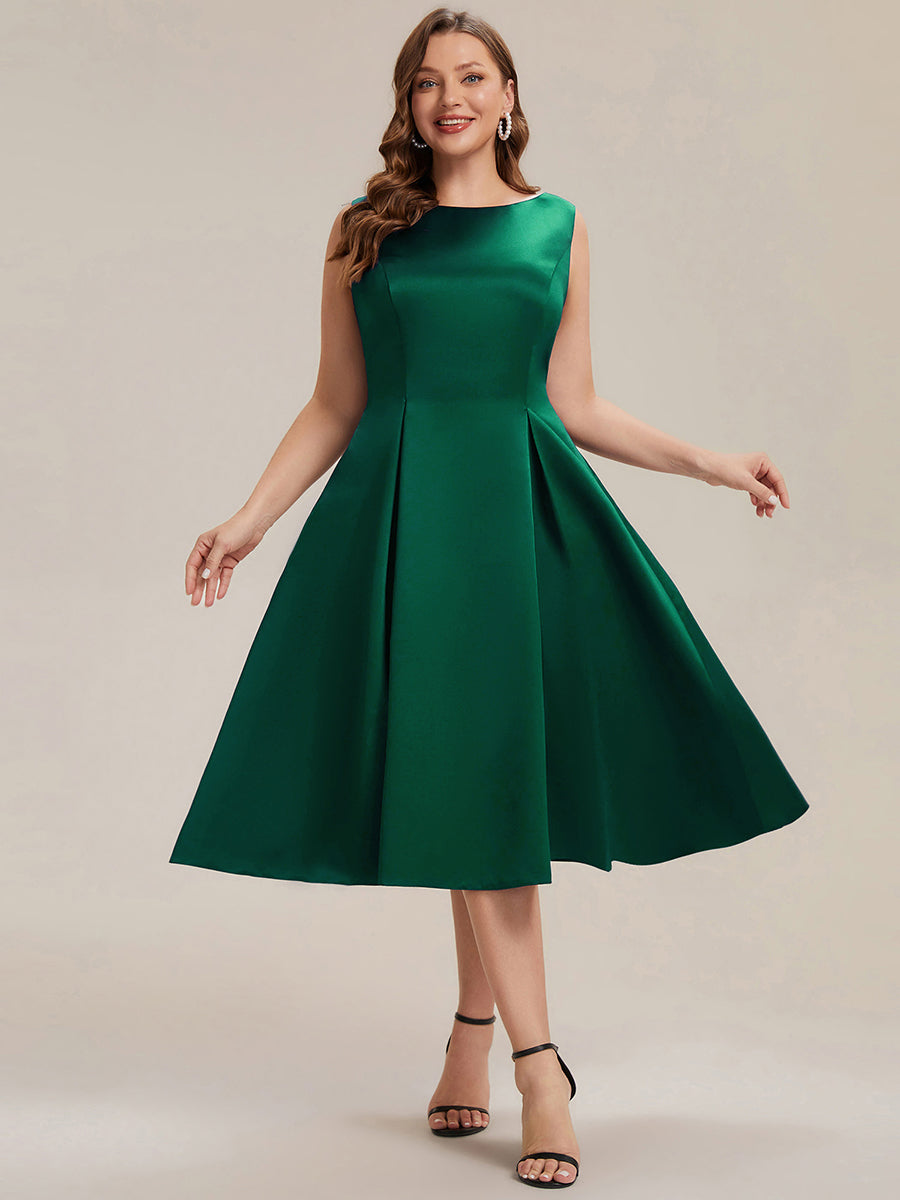 Robe midi longueur ballerine sans bretelles à encolure bateau avec poche #Couleur_Vert Fonce