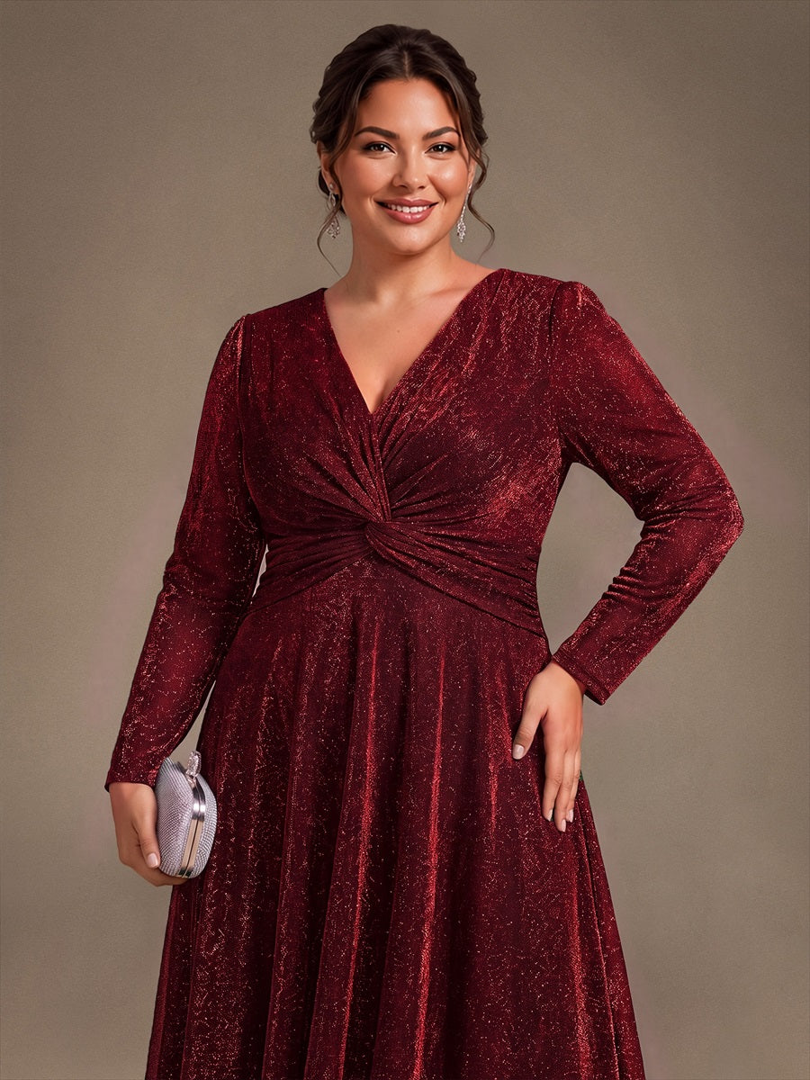 Robe longueur th¨¦ ¨¤ manches longues col crois¨¦ tr¨¨s extensible avec fermeture ¨¦clair au dos et d¨¦tail de n?ud #Couleur_Bordeaux