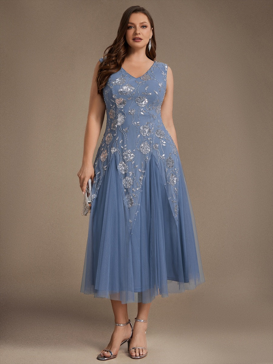 Sequins Col V Sans manches,. Non extensible robe mariage invitée #Couleur_Marine Fume