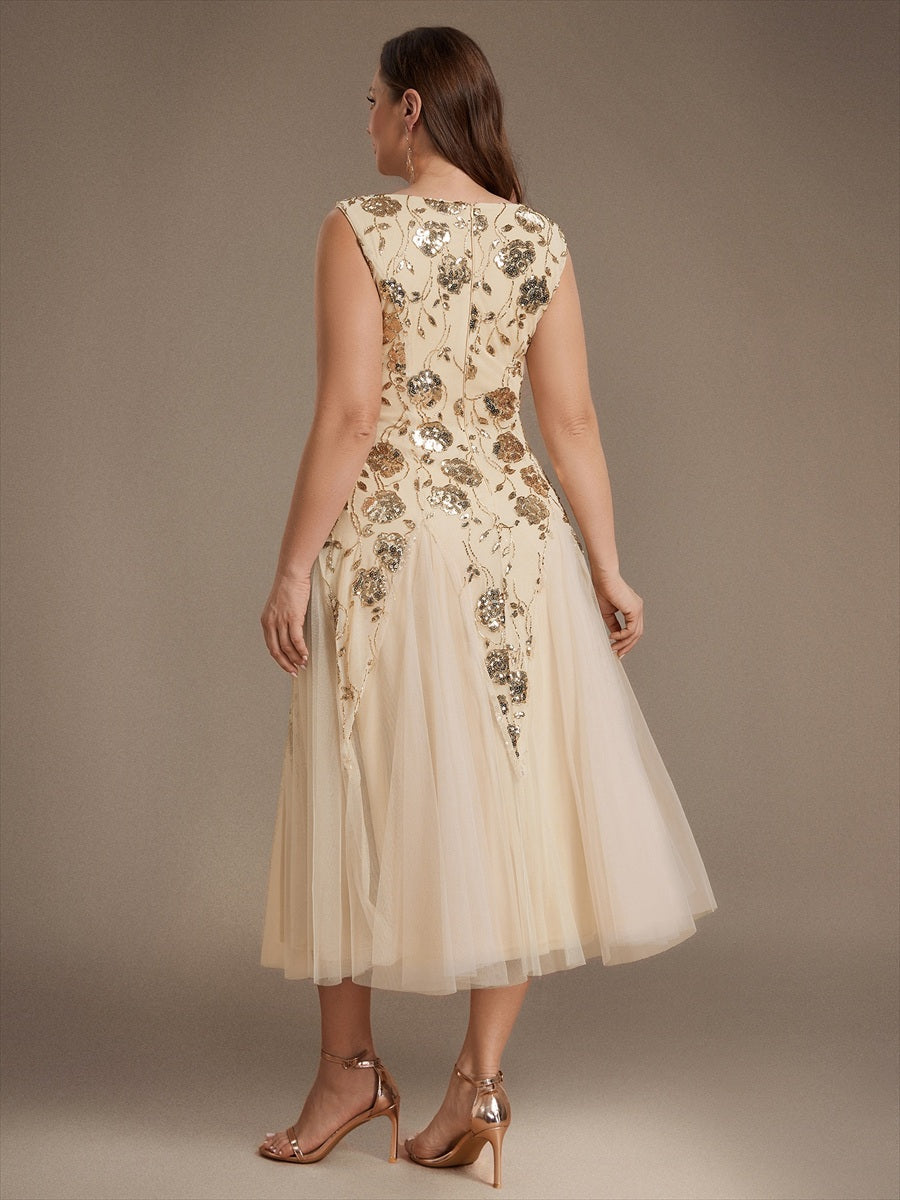 Sequins Col V Sans manches,. Non extensible robe mariage invitée #Couleur_Dorée