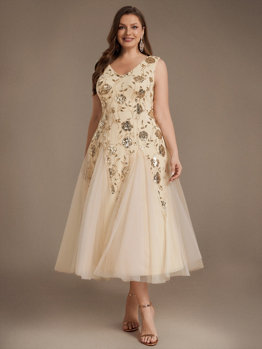 Sequins Col V Sans manches,. Non extensible robe mariage invitée #Couleur_Dorée