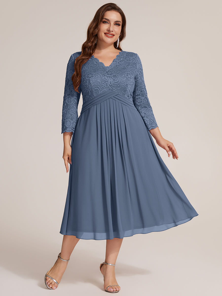 robe midi bodycon à manches trois quarts et décolleté en V avec fermeture éclair au dos #Couleur_Marine Fume