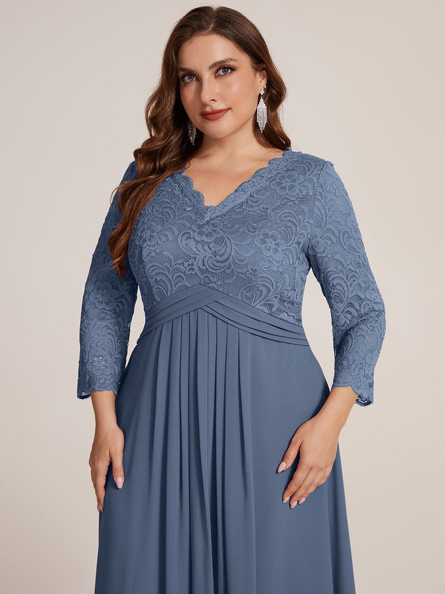 robe midi bodycon à manches trois quarts et décolleté en V avec fermeture éclair au dos #Couleur_Marine Fume