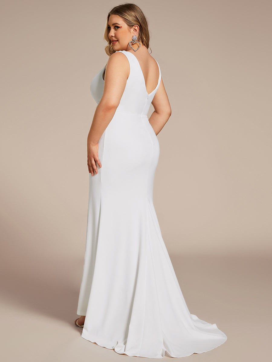 Robe de mariée moulante sirène à col haut Grande taille #Couleur_Blanc Robe de mariée moulante sirène à col haut Grande taille