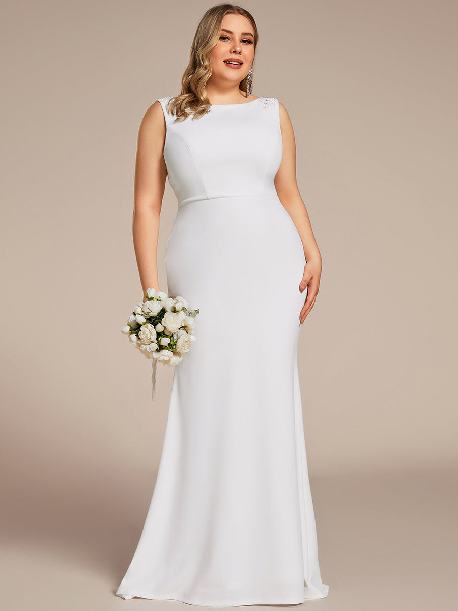 Robe de mariée moulante sirène à col haut Grande taille #Couleur_Blanc Robe de mariée moulante sirène à col haut Grande taille