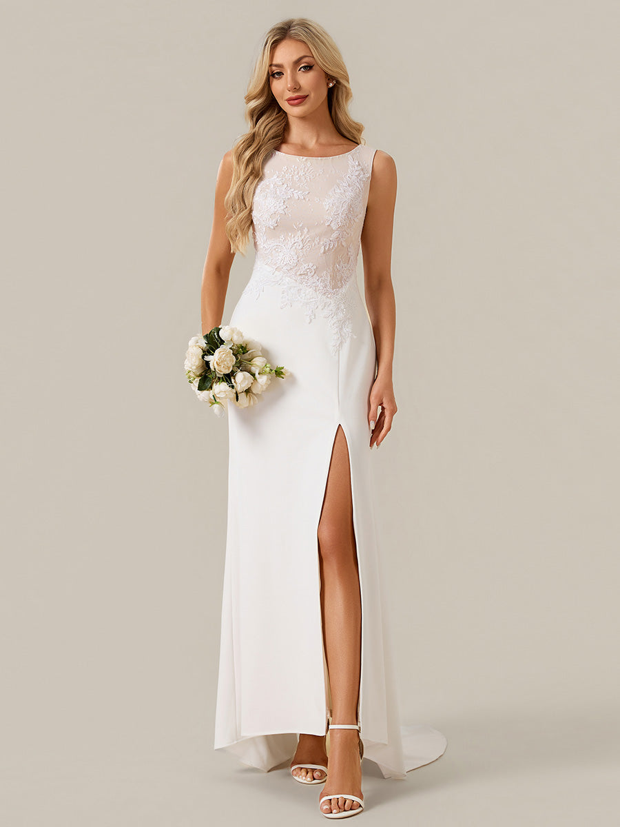 Robe sirène sans bretelles à imprimé floral avec appliqués et traîne sweeping #Couleur_Blanc