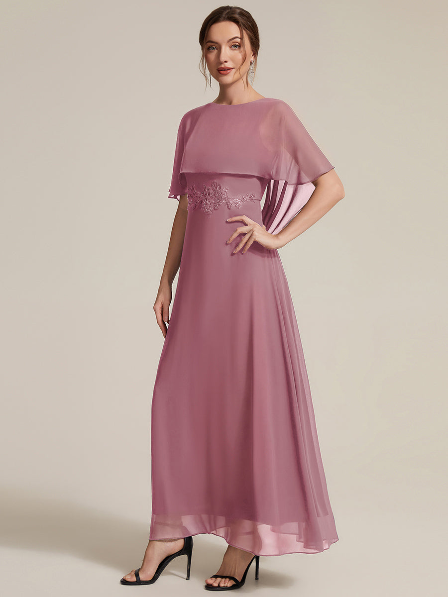 Robe maxi A-line ¨¤ manches courtes avec col rond et fermeture ¨¦clair au dos #Couleur_Orchidee