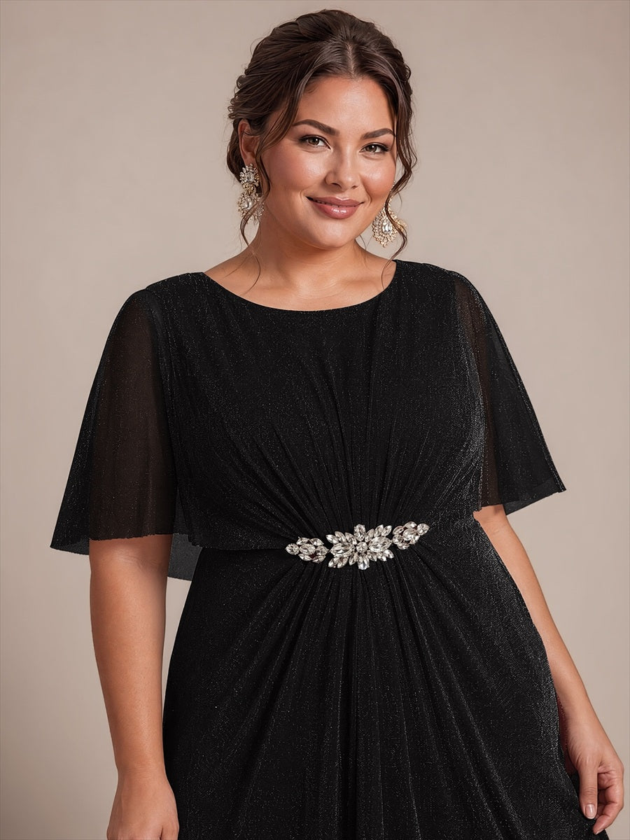 Robe mère de la mariée à manches cape et longueur sol robe de mère de la mariée #Couleur_Noir