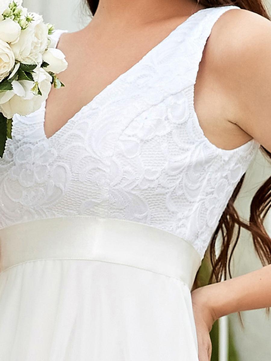 Superbe robe de bal en dentelle et en mousseline de soie à col en V pour femme #Couleur_Creme