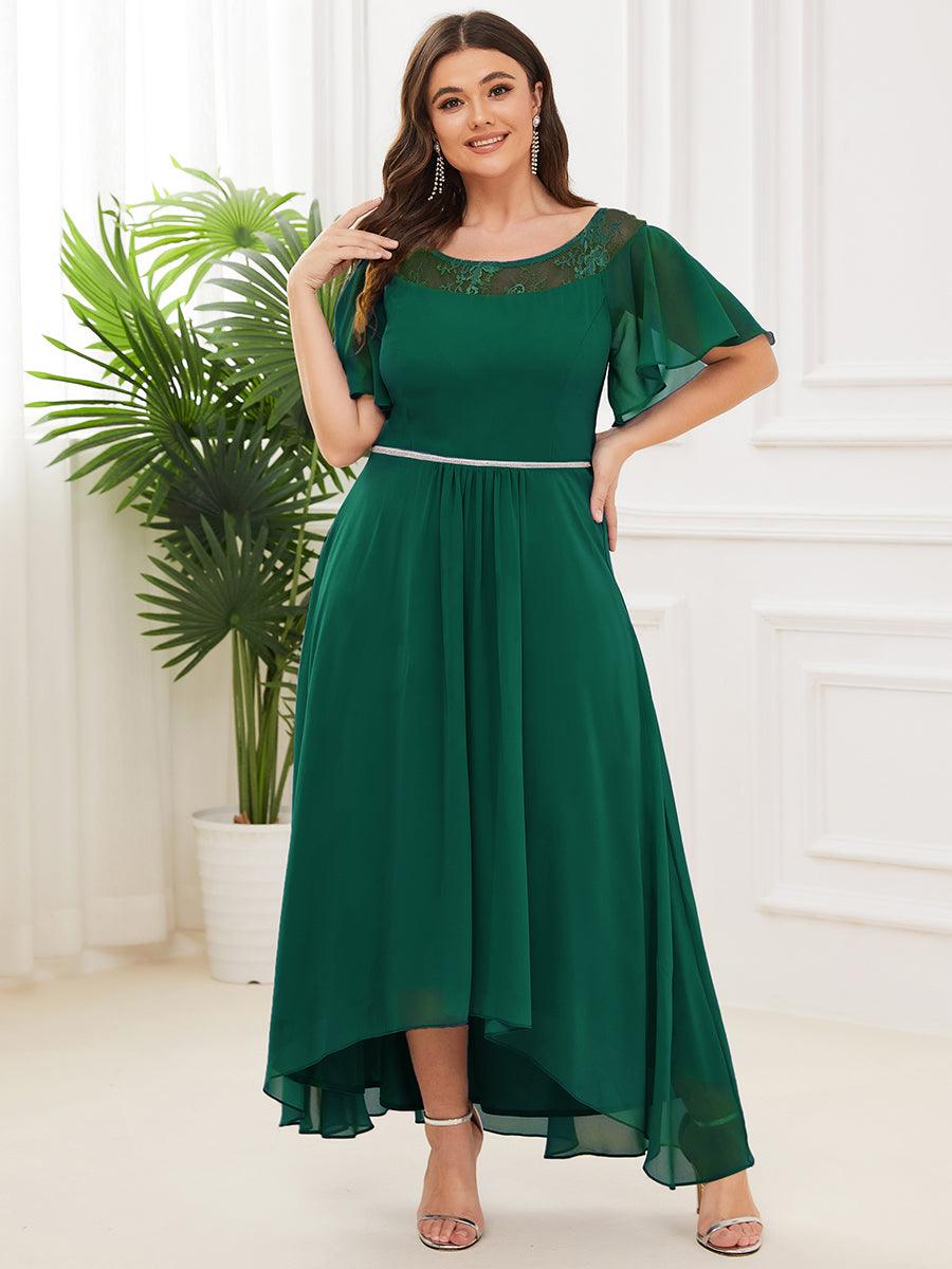 Robe mi-longue trapèze décontractée à encolure bateau pour femmes de grande taille avec ourlets asymétriques #Couleur_Marine Fume Robe mi-longue trapèze décontractée à encolure bateau pour femmes de grande taille avec ourlets asymétriques
