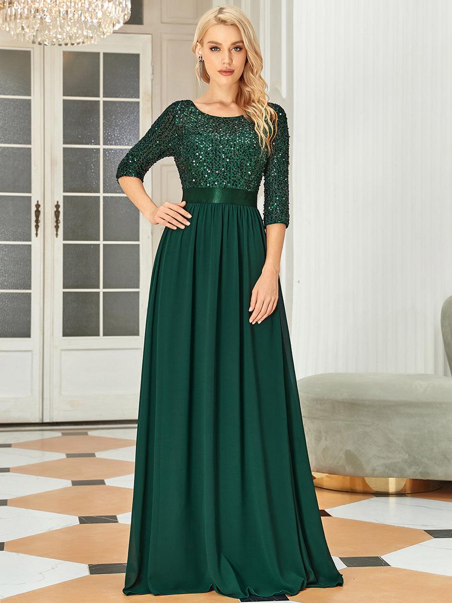 Robe classique à manches longues #Style_EP00683DG