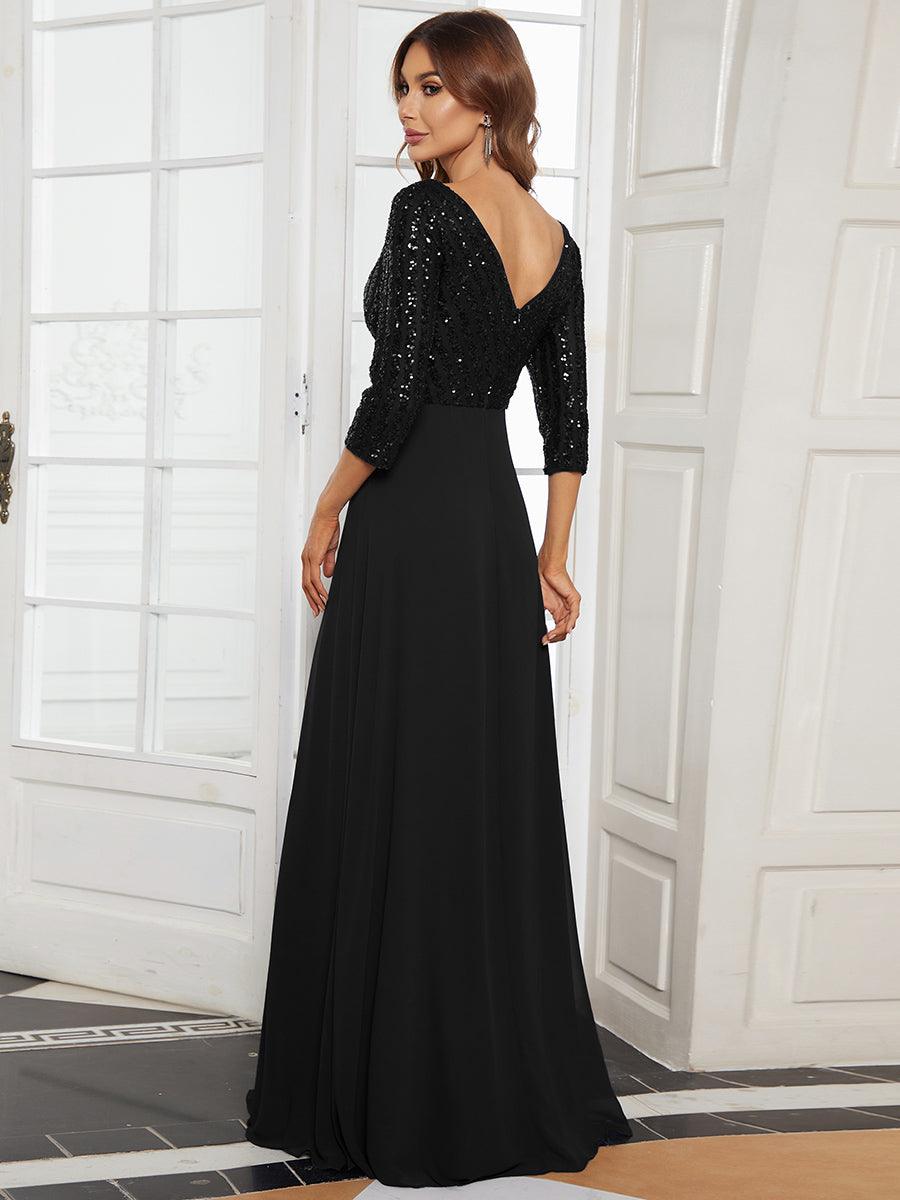 Robe de soirée noire pour fête d'automne et d'hiver 2024 #Style_EP00751BK