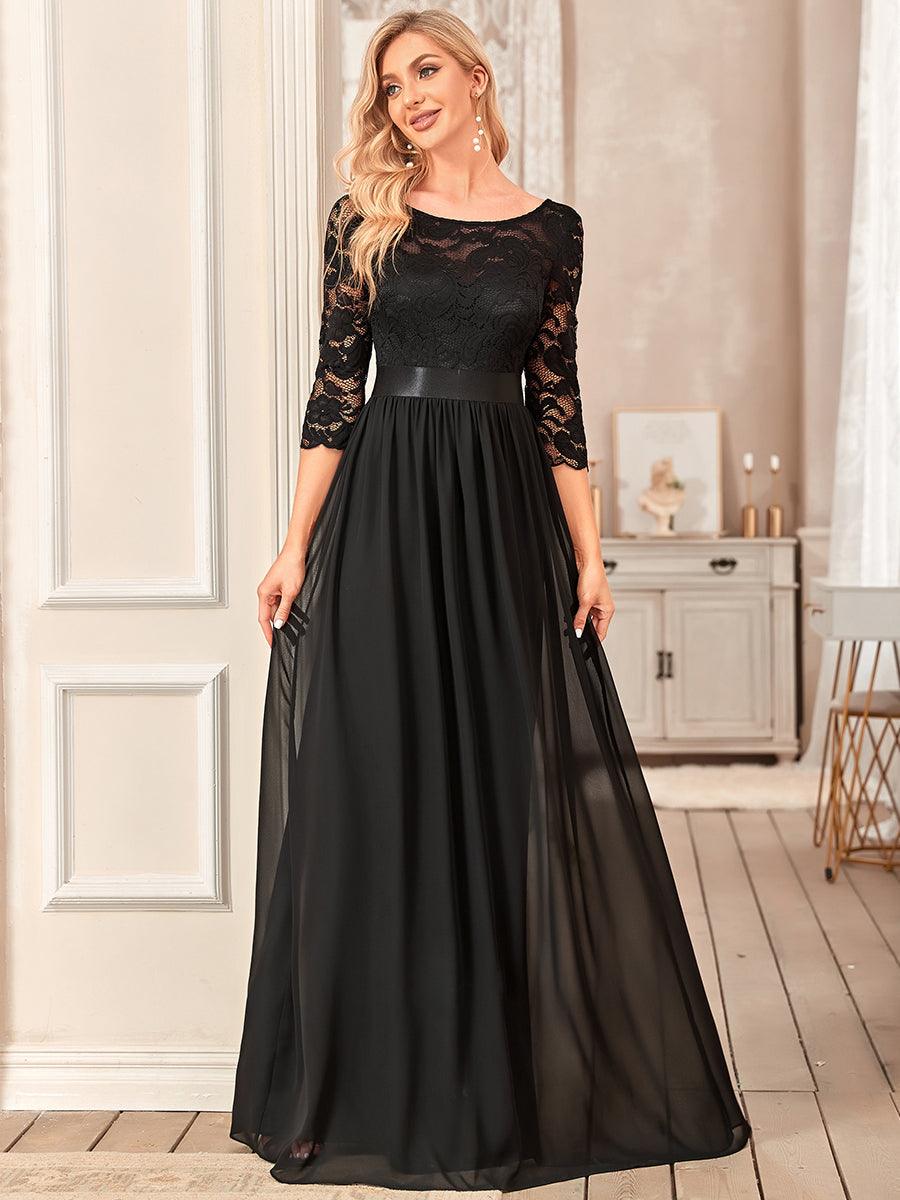 Robe classique à manches longues #Style_EP07412BK