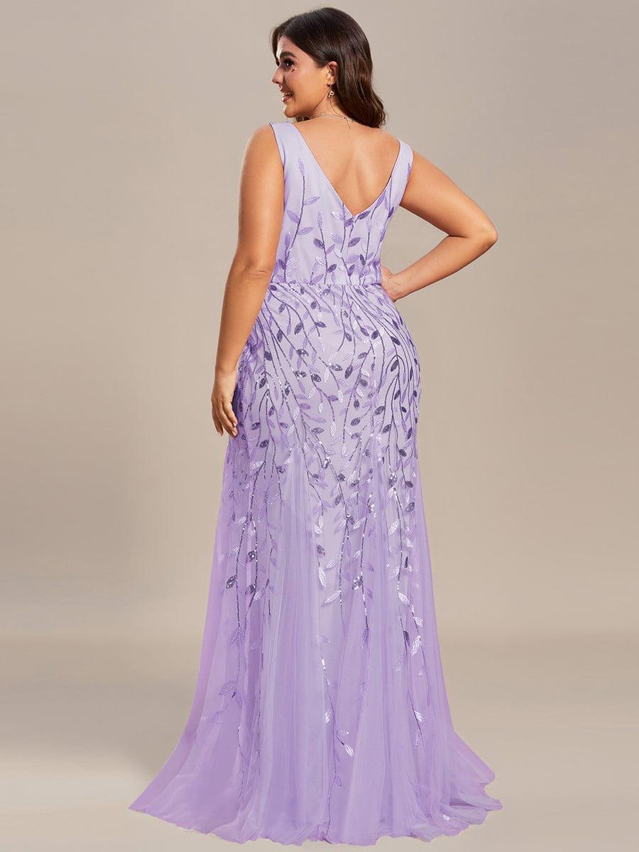 Robe de soirée Longue Sexy en sequins col en V pour femmes #Couleur_Lavande