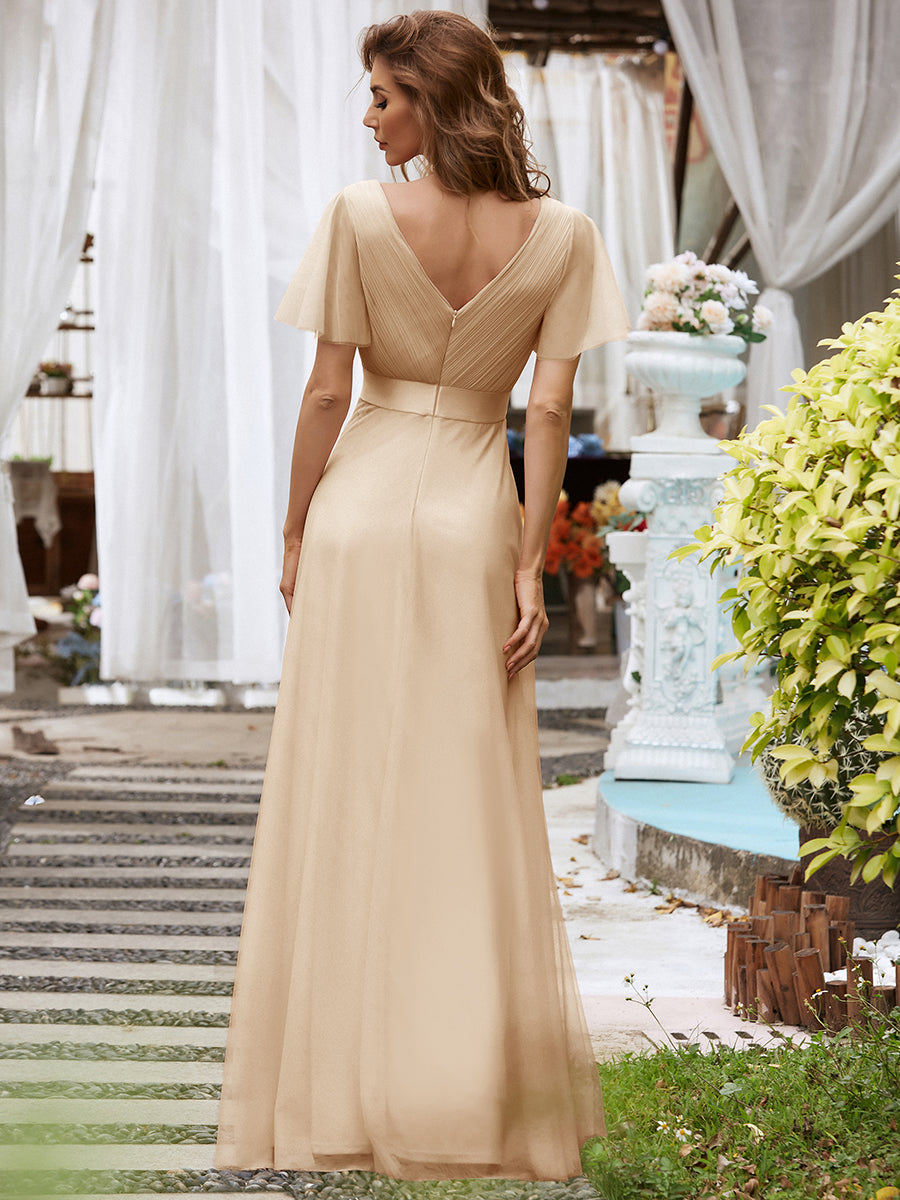 Robe de demoiselle d'honneur longue en maille trapèze #Couleur_Charbon