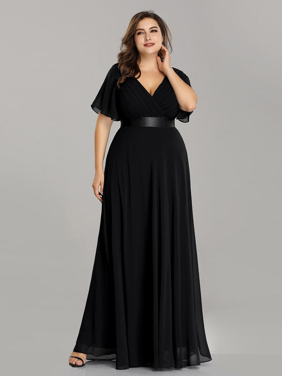 Robe de maternité en mousseline simple à manches volantées #Couleur_Noir