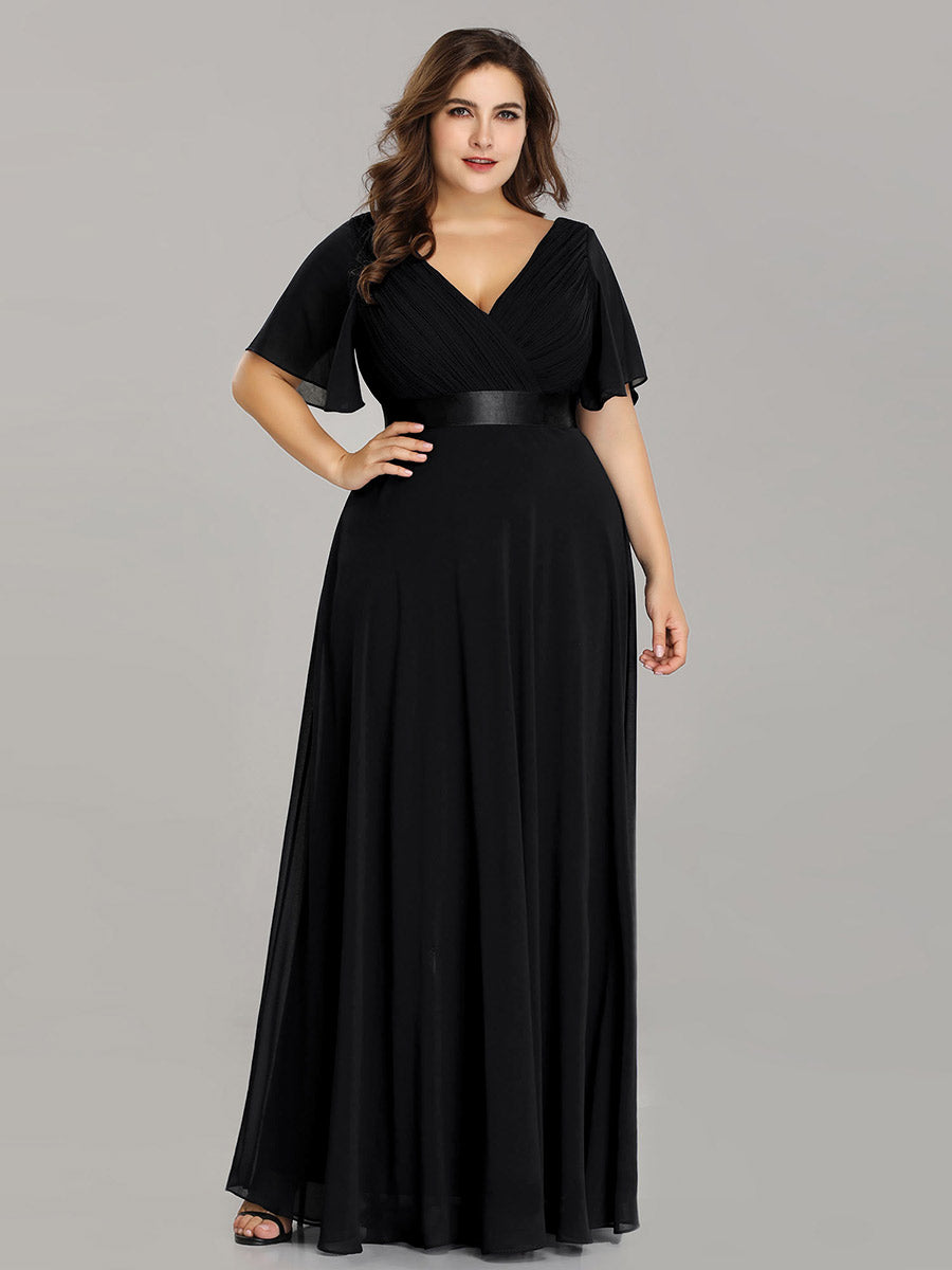 Robe de maternité en mousseline simple à manches volantées #Couleur_Noir