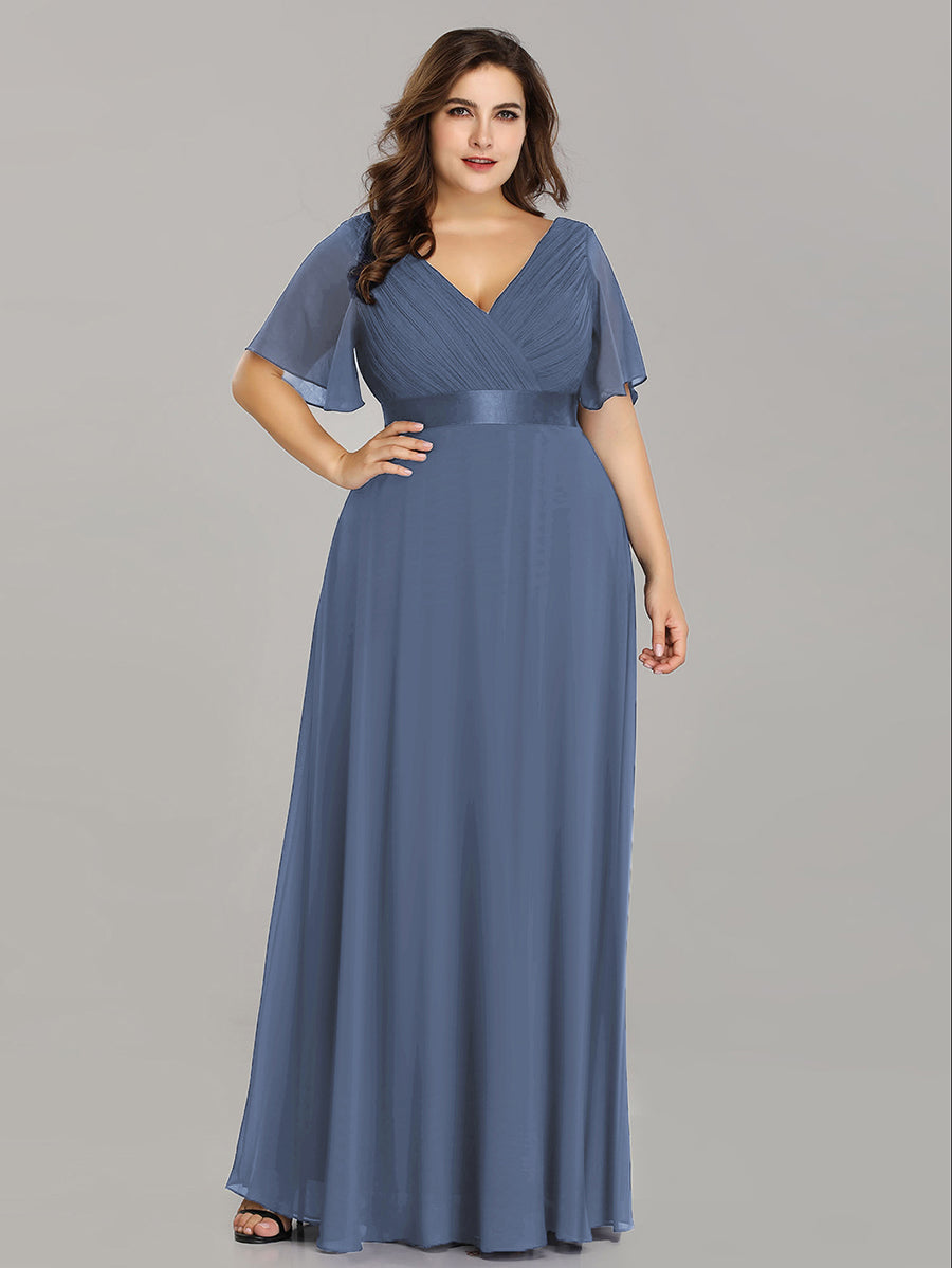 Robe de maternité en mousseline simple à manches volantées #Couleur_Marine Fume