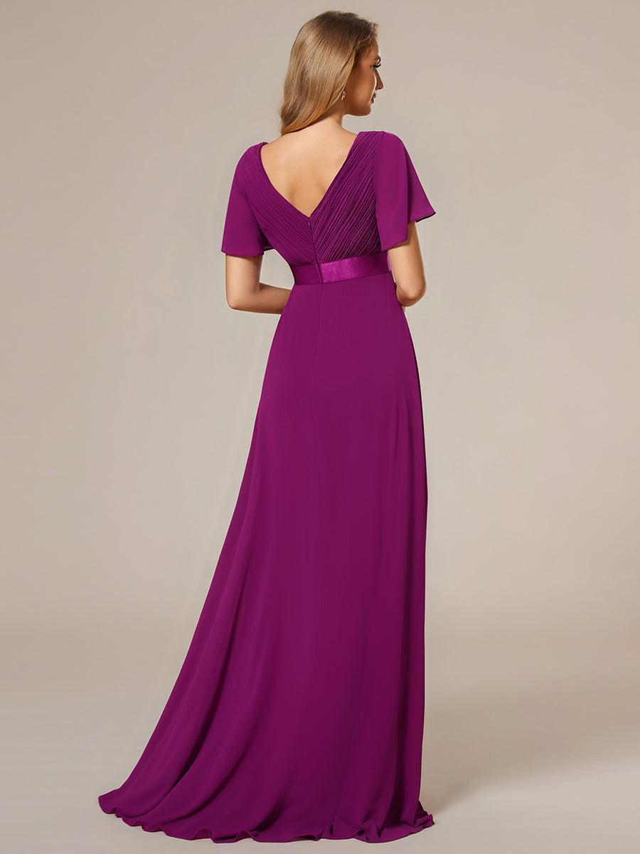 Robe mariage invitée fluide élégante en mousseline à taille haute #Couleur_Fuchsia