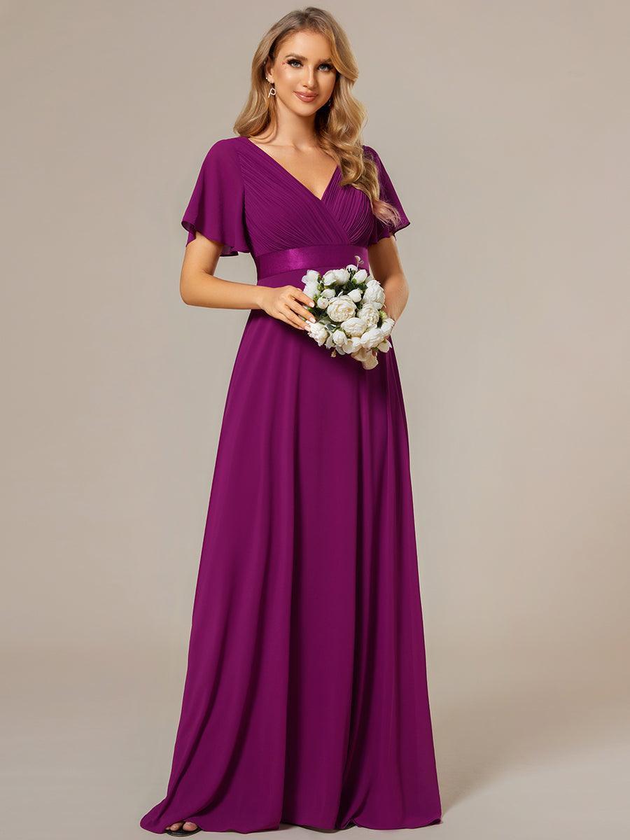 Robe mariage invitée fluide élégante en mousseline à taille haute #Couleur_Fuchsia