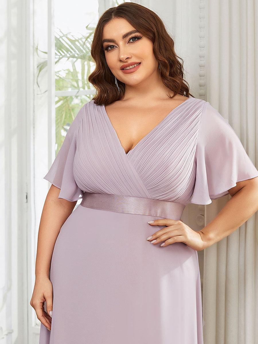 Robe mariage invitée fluide élégante en mousseline à taille haute #Couleur_Lilas