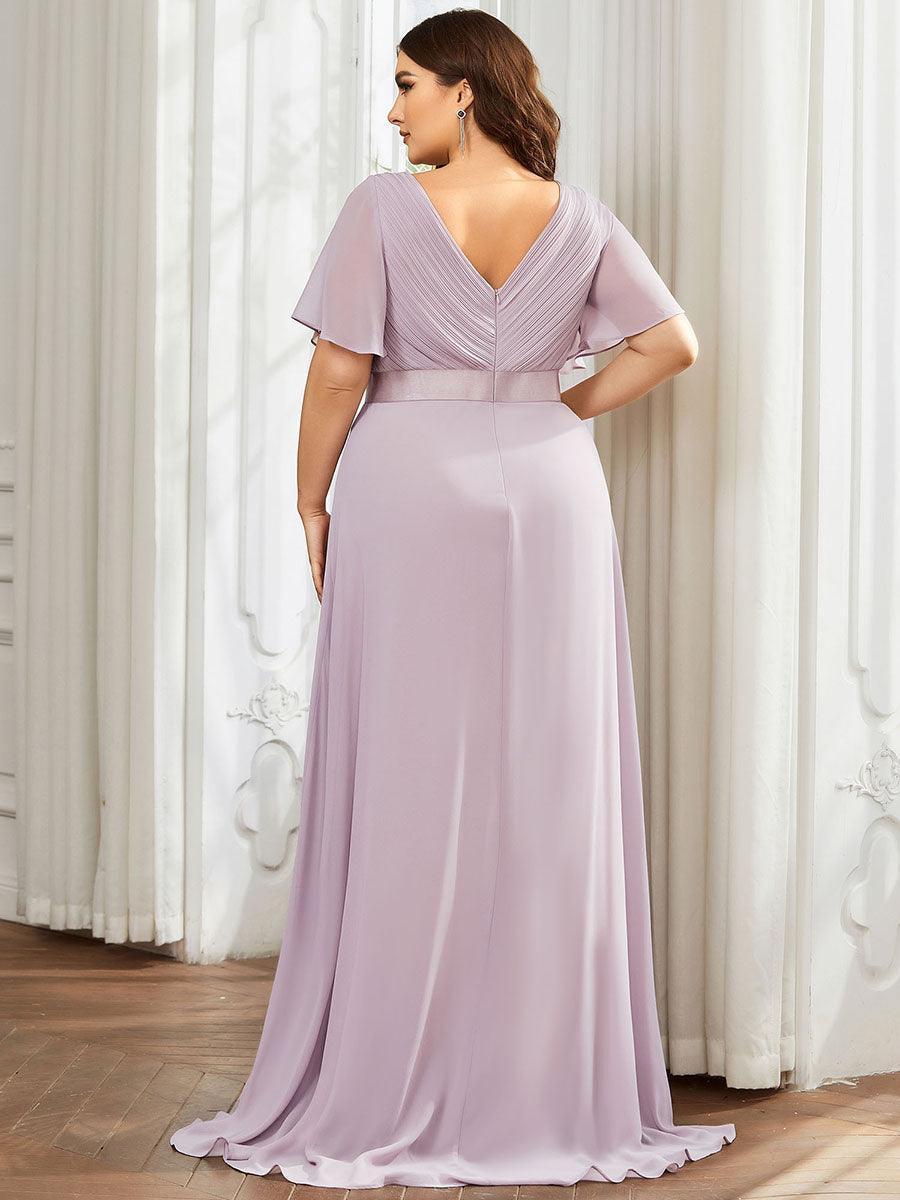 Robe mariage invitée fluide élégante en mousseline à taille haute #Couleur_Lilas