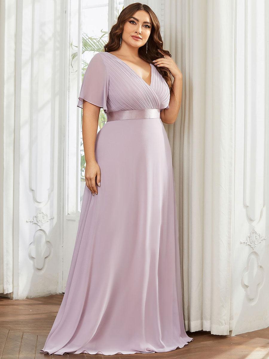 Robe mariage invitée fluide élégante en mousseline à taille haute #Couleur_Lilas