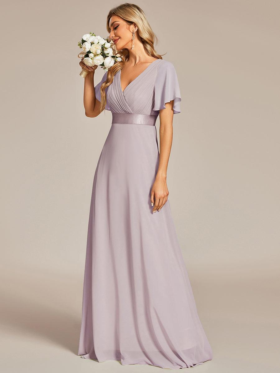 Robe mariage invitée fluide élégante en mousseline à taille haute #Couleur_Lilas