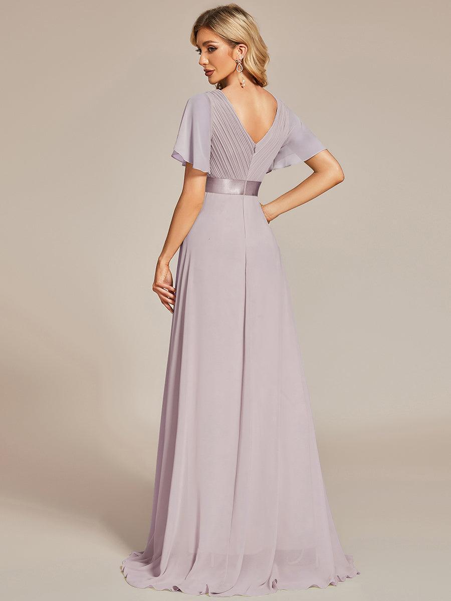 Robe mariage invitée fluide élégante en mousseline à taille haute #Couleur_Lilas