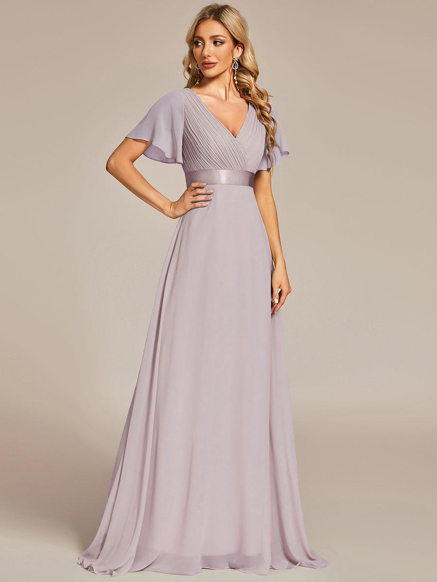 Robe mariage invitée fluide élégante en mousseline à taille haute #Couleur_Lilas